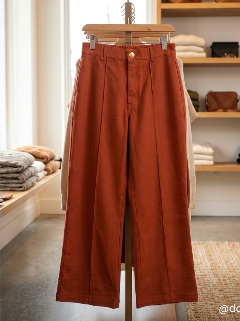 Big Bud Press Wide-Leg Trousers in Rust